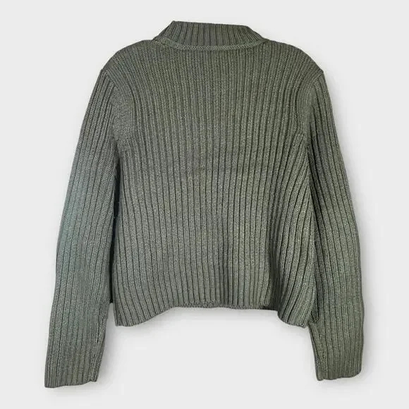 Tommy Hilfiger Cable Knit Sweater Women’s Size Large Green Long Sleeve - Picture 2 of 6